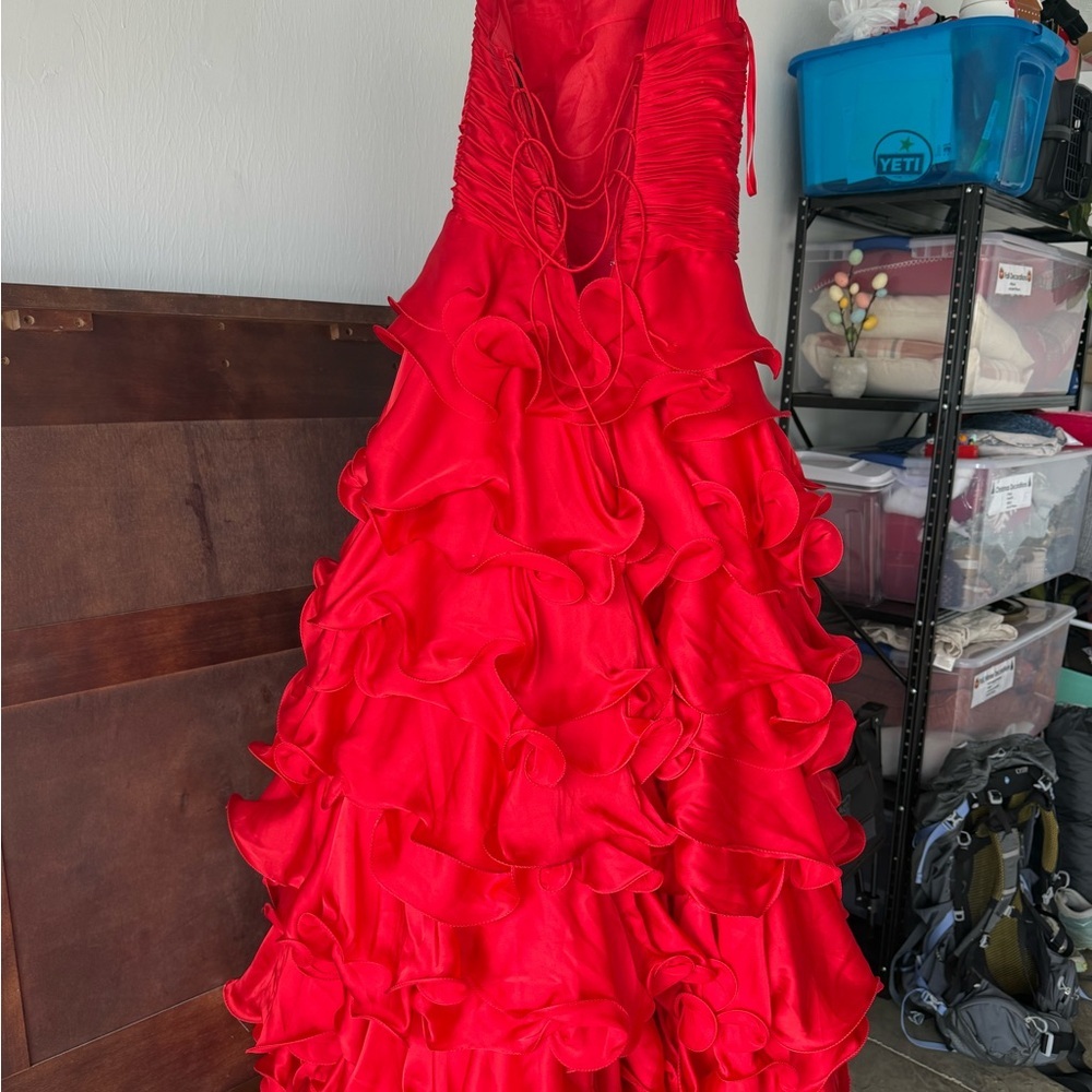 Mac Duggal Vibrant Red Couture Dress - Picture 5 of 5